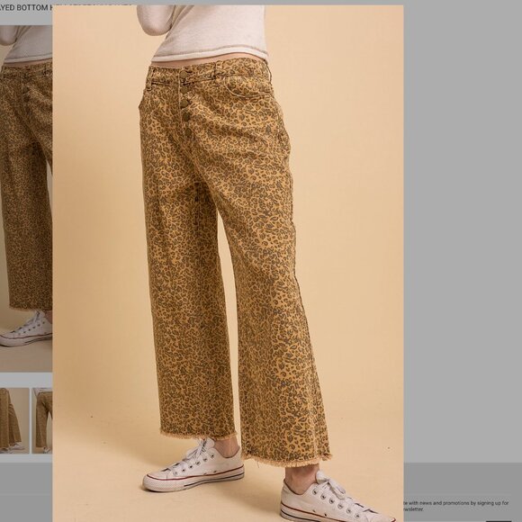 Blue Velvet Cheetah Wide Leg Pants  Raw Hem buttonfly NEW - Picture 1 of 5